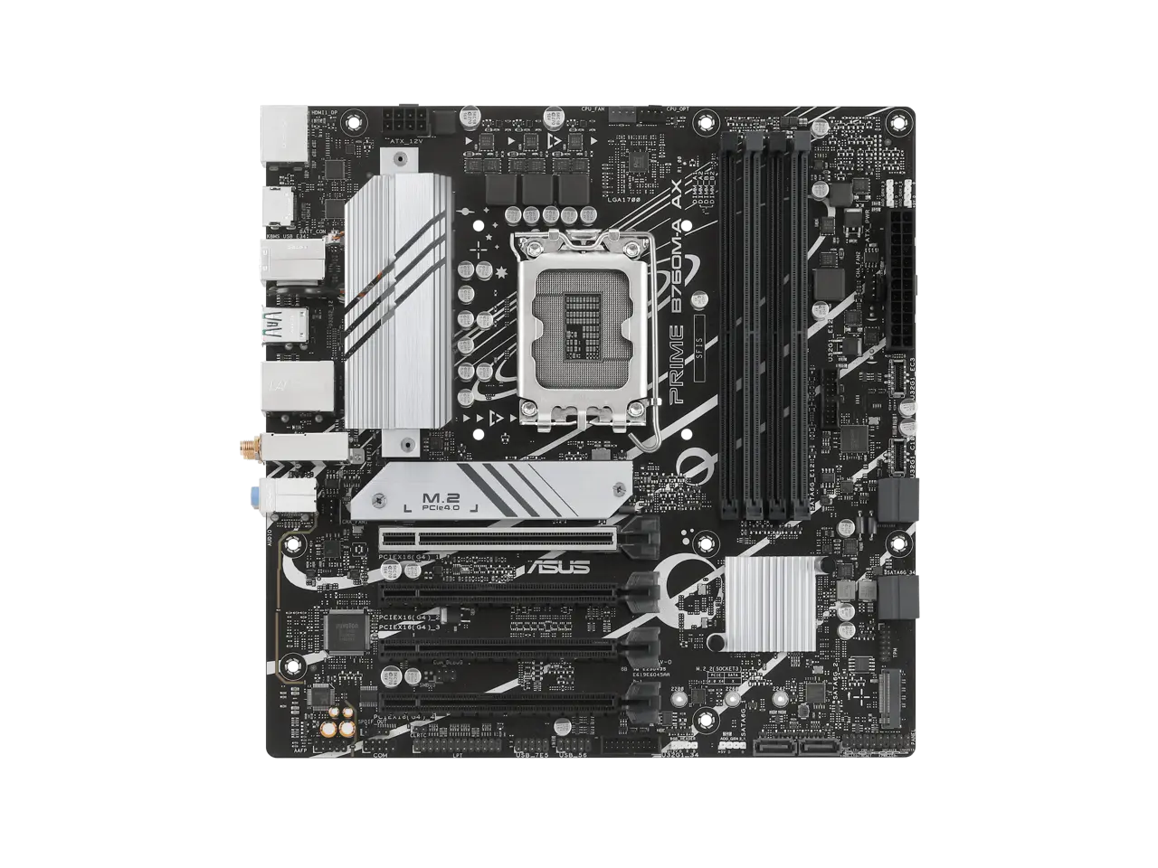 ASUS PRIME B760M-A AX LGA 1700(Intel 12th&13th Gen) microATX motherboard (PCIe 4.0, 2xM.2 slots, DDR5,Realtek 2.5 Gb LAN,WiFi 6, DP,rear USB 3.2 Gen 2, front USB 3.2 Gen 1 Type-C