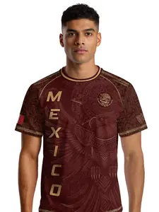 Mexico Soccer Jersey Men Aztec Eagle Design, Fitted Short Sleeve All Season Wear, Perfect Gift for Fans
