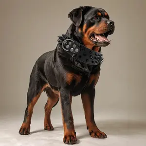 Metal Studs Anti-Chew Dog Collar, Heavy-Duty Bite Proof Collar Reinforced for Pitbull Bully Escape-Proof Durable Neck Protection