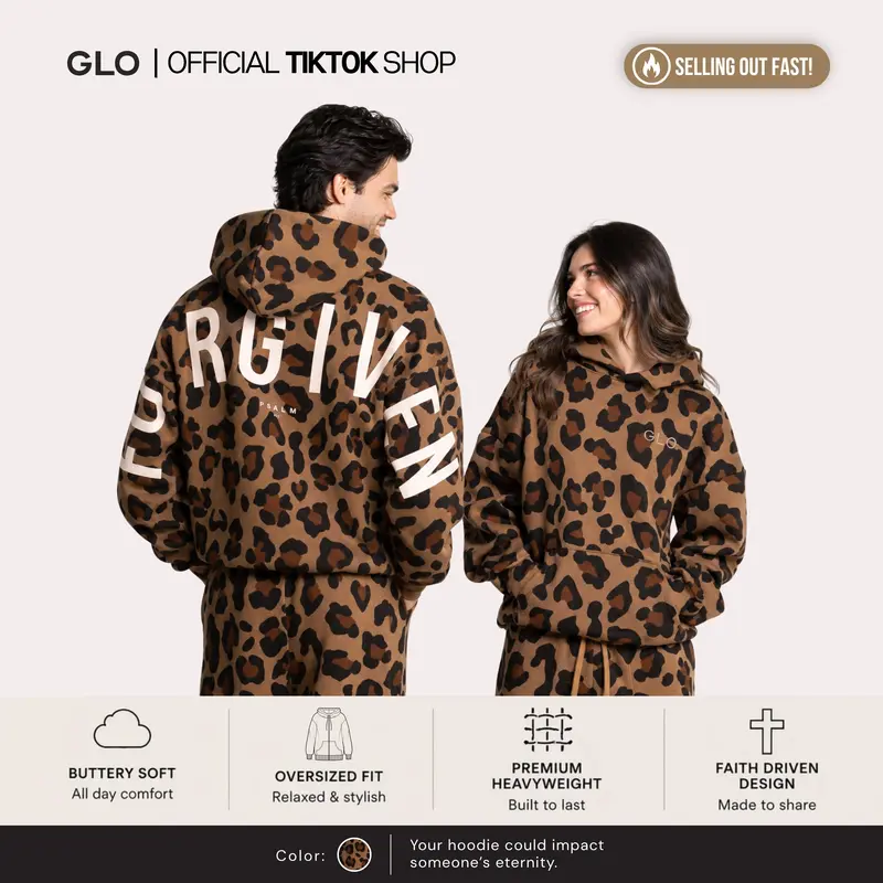 GLO Kingdom Essential Hoodie | Animal Print Collection | Christian Hoodie, Oversized Unisex Fit