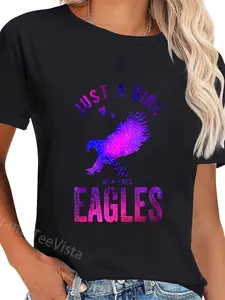 100% Cotton Unisex Just A Girl Who Loves Eagles Eagle Lover Funny Eagle T-Shirt women graphic shirts