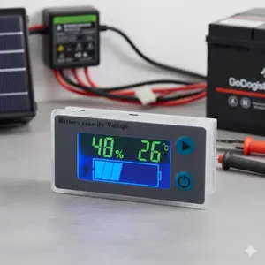 Programmable Battery Capacity Monitor High Precision Voltage Thermometer for 12V-48V Li-ion LCD Display Real-time SOC Percentage Accurate Health Status Support Multiple Battery Types Car Battery Tester