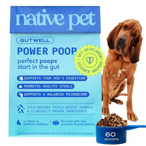 Native Pet GutWell Power Poop - Digestive Enzymes for Dogs - Digestive Support, Gas Relief & Aids Upset Stomach - Helps with Dog Diarrhea & Gut Health with Targeted Triple-Biotic Blend & M-Fiber