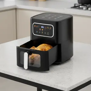 6L Large Capacity Digital Food Visible Air Fryer with LED Touch Screen Non-Stick Basket for Healthy Oil-Free Cooking Fast & Even Heating Multi-Function Presets Easy to Clean