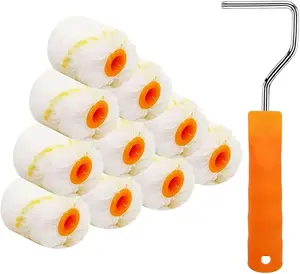 10 Pieces Paint Roller Cover with Frame Set, 2 Inch Microfiber Roller Covers, Washable Covers for Roller Frame, House Painting Supplies, Naps for Paint Roller Brush for Painting Walls Ceilings Hubaow