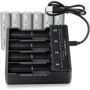6pcs 1￵8￵6￵50 Rechargeable Battery 3300mAh W￵i￵th 18650 Battery Charger for Rechargeable 3.7V Lithium Ion Battery 26650 14500 Universal Charger for 10440 (Flat Top)
