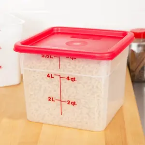 Cambro CamSquares 6 Qt. Translucent Square Polypropylene Food Storage Container with Red Lid Kitchen Utensils foodstorage freezersafe containers tiktok shop must have s food cover microwave-safe