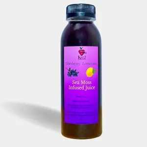 Sea Moss Infused Elderberry Lemonade 12oz - All-Natural Health Beverage with Natural Fruits and Sea Moss Infusion - No Dyes, No Artificial Flavors