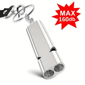 High Decibel Dual-Hole Aluminum Alloy Survival Whistle Keychain, Fashion PU Coated, Color-Resistant, Ideal for Camping Hiking Emergency Rescue