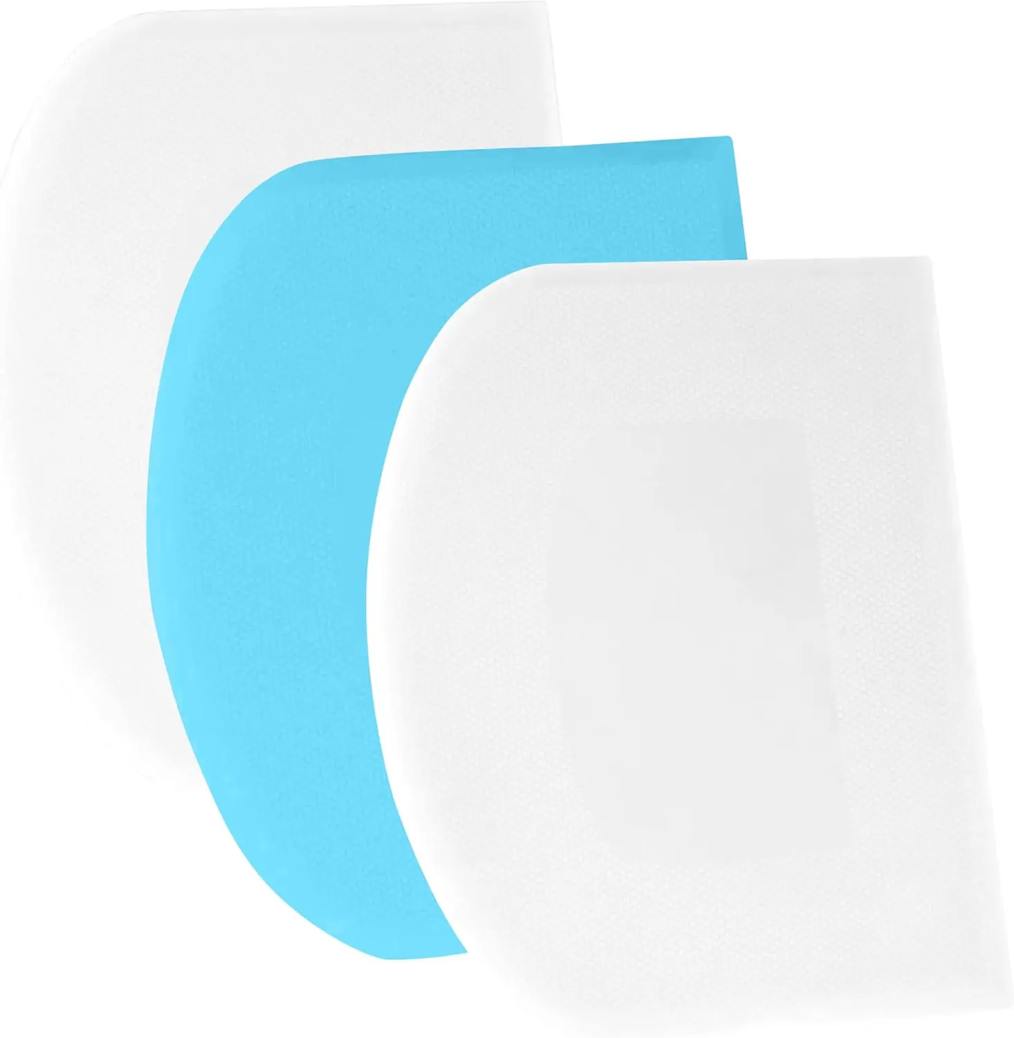 Dough Scraper Bench Scraper - 3P 4.7x3.7" Plastic Flexible Bowl Scraper, Sharp Edge & Angles Cake Scraper. Non-Slip Bakeware Decorating Tools Sculpting & Modeling Tools - White+Blue+White