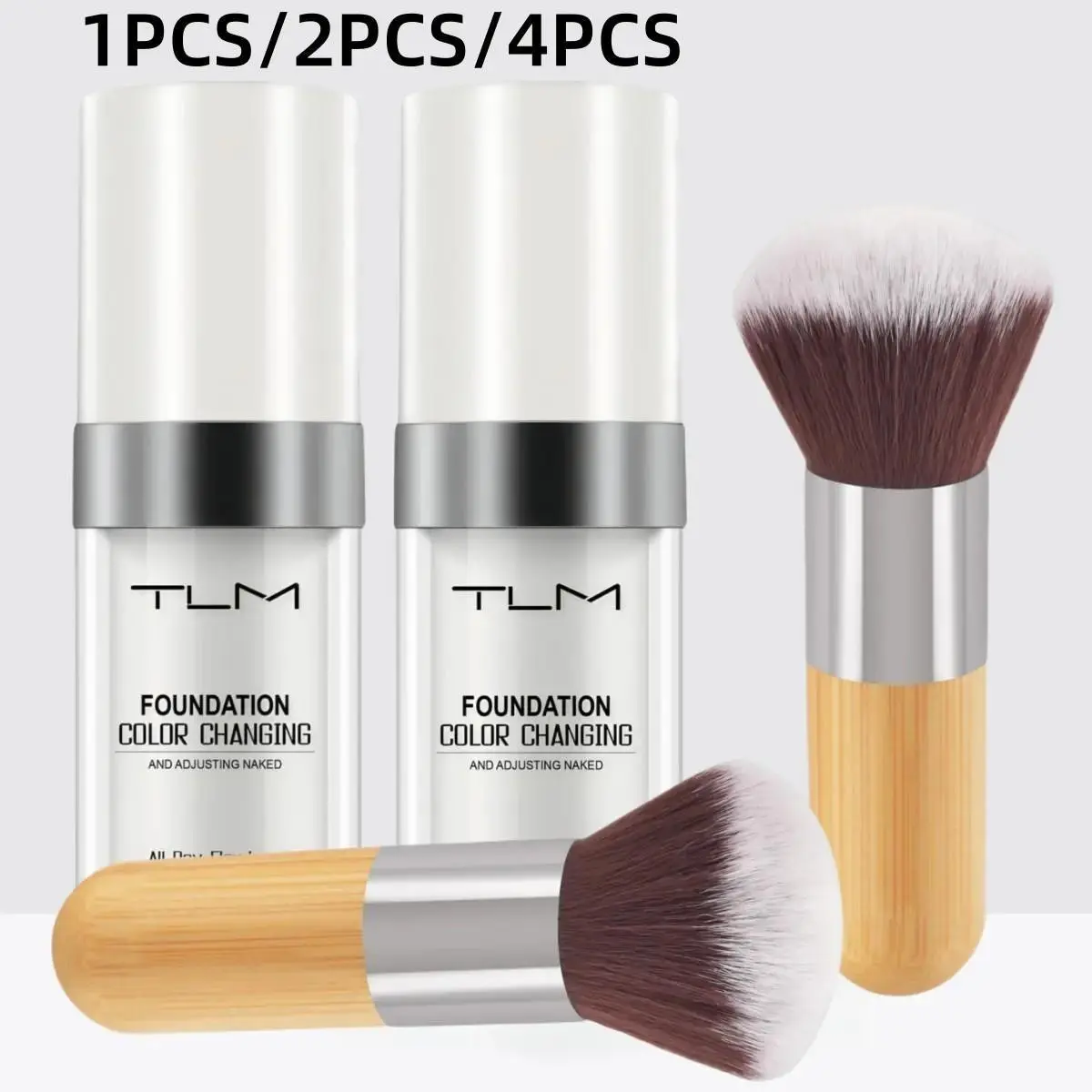 Color Changing Foundation, Buildable Radiant Hydrating Flawless Coverage, Long Lasting & Moisturizing Foundation with Brush, Natural Makeup for All Skin Tones, Flawless Complexion