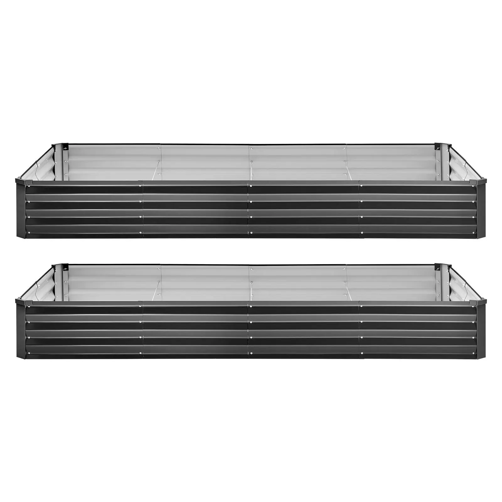 VEVOR 2-Pack Galvanized Alum-Zinc Metal Raised Garden Beds, 8x4x1 ft Large Size Rectangular Metal Panels Planter Boxes Kit, Bottomless Elevated Outdoor Planting Box with Gloves & Drainage, for Flowers Vegetables, Dark Gray, 8 X 4 X 1 Ft