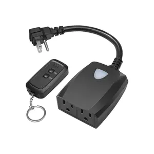 SQ-APT014 Outdoor Wireless Remote Control Outlet Power Strip Weatherproof, Expandable Indoor Outdoor Electrical Plug in Light Switch, 15 A, 7-Inch Extension Cord, 100 FT Range, ETL Listed