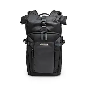 Vanguard VEO SELECT 43RB Camera Backpack – Black, Roll-Top Design, Multi-Access, 10.5" Tablet Storage, Tripod Carry