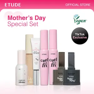 [ETUDE Official] Mother's Day Special | summervibes | Makeup Must-Have Gift Set | Curl Fix Mascara(#01 Black) BOGO+Contour Powder(#03) Brush set+Dr. Mascara Fixer+Nymph Aura Volumer&Concealer set+Pang Pang Hair Shadow | TikTokShop Exculsive | Makeup Kit t