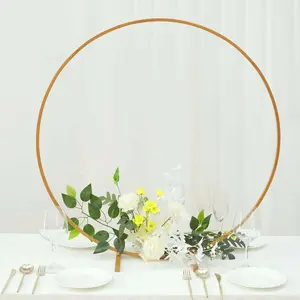 Gold Metal Round Hoop Wedding Centerpiece, Self Standing Table Floral Wreath Frame 32"