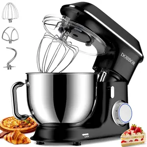 DOBBOR 660W 6 Speeds Stand Mixer, 9.5 QT Tilt-Head Electric Dough Mixer, Professional Kitchen Mixer with Dough Hook, Whisk, Beater & Splash Guard for Bread, Cake, Cookie, Pizza & Muffin Baking