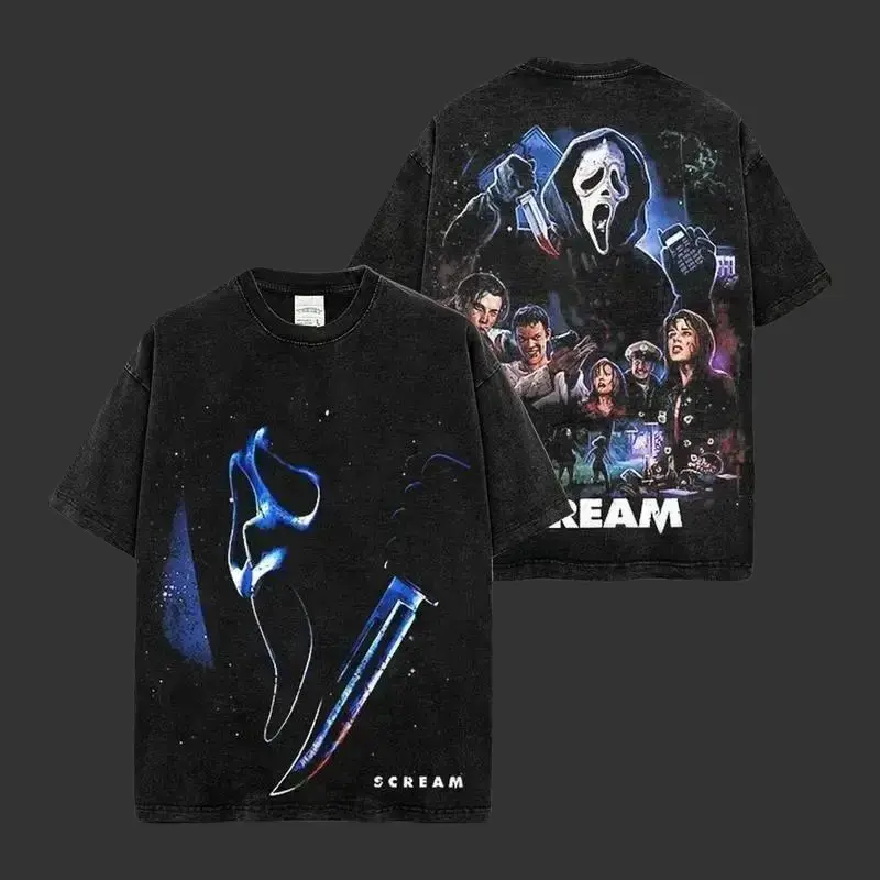Vintage Ghostface - Scream Horror Movie #6 Acid Wash 100% Cotton T-Shirt, Ghostface Costume, Halloween Outfit, Ghostface Outfit, Slasher Shirt, Halloween Horror Movie Shirt, Horror Fan Gift