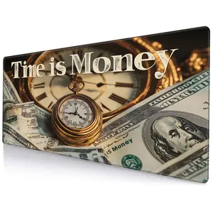 Time Is Money Pattern Mouse Pad, Non-slip Durable Mouse Pad, Rectangle Gaming Mouse Pad, Office Desk Keyboard Mouse Mat for Home Office Game Room Desk
