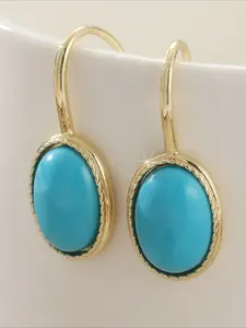 Classic Charm Synthetic Oval Turquoise Dangle Earrings For Women Bohemian Female Wedding Earrings Exquisite Banquet Jewelry Elegant Minimalist Earrings, The Perfect Gift for Girls