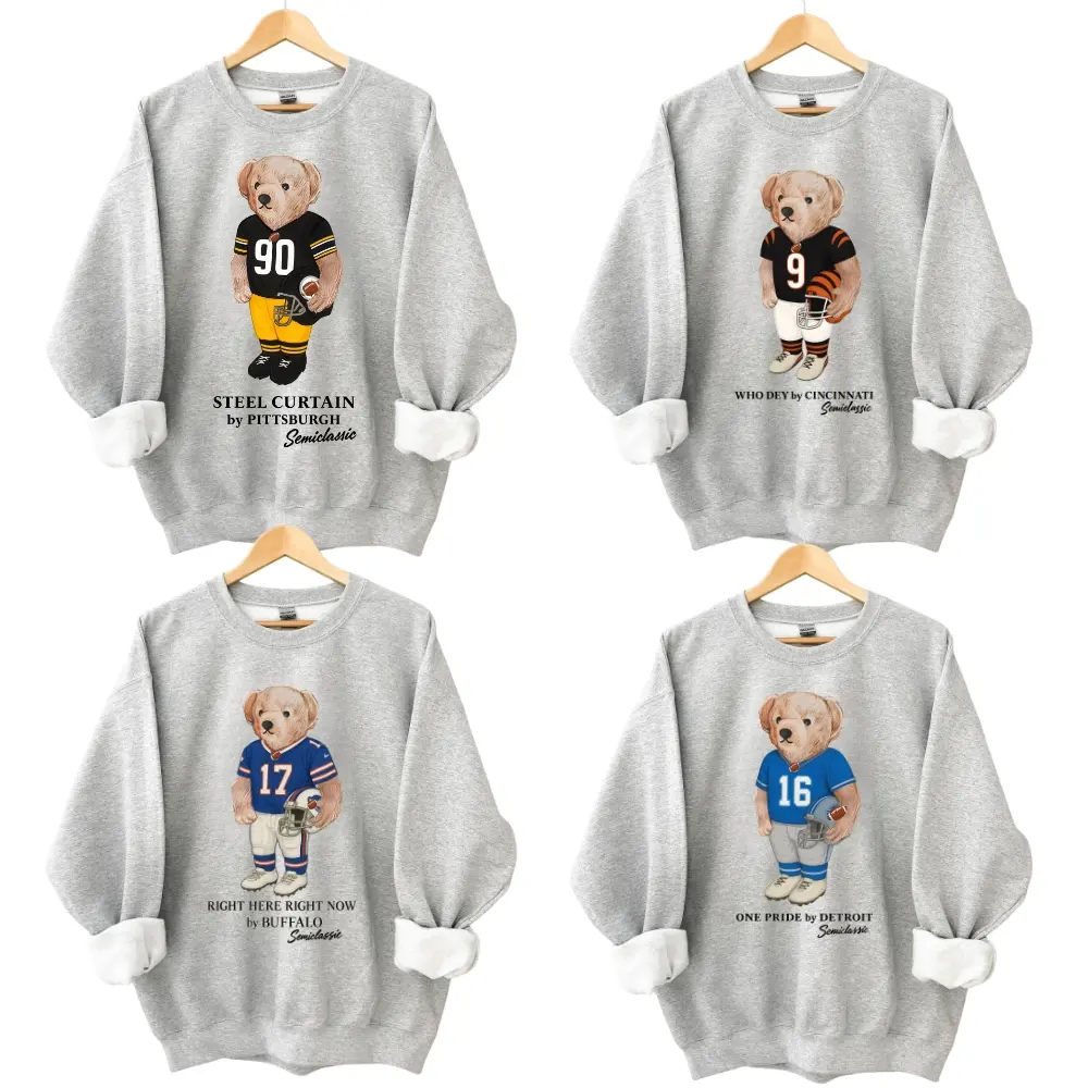 Football All Team Graphic Sweatshirt Pullover Vintage Sport Varsity Crewneck