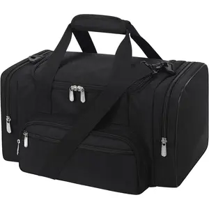 Small Duffel Bag 17 inch Carry On Weekender Bag for Travel Gym Sport (17x10x9 in) - Black