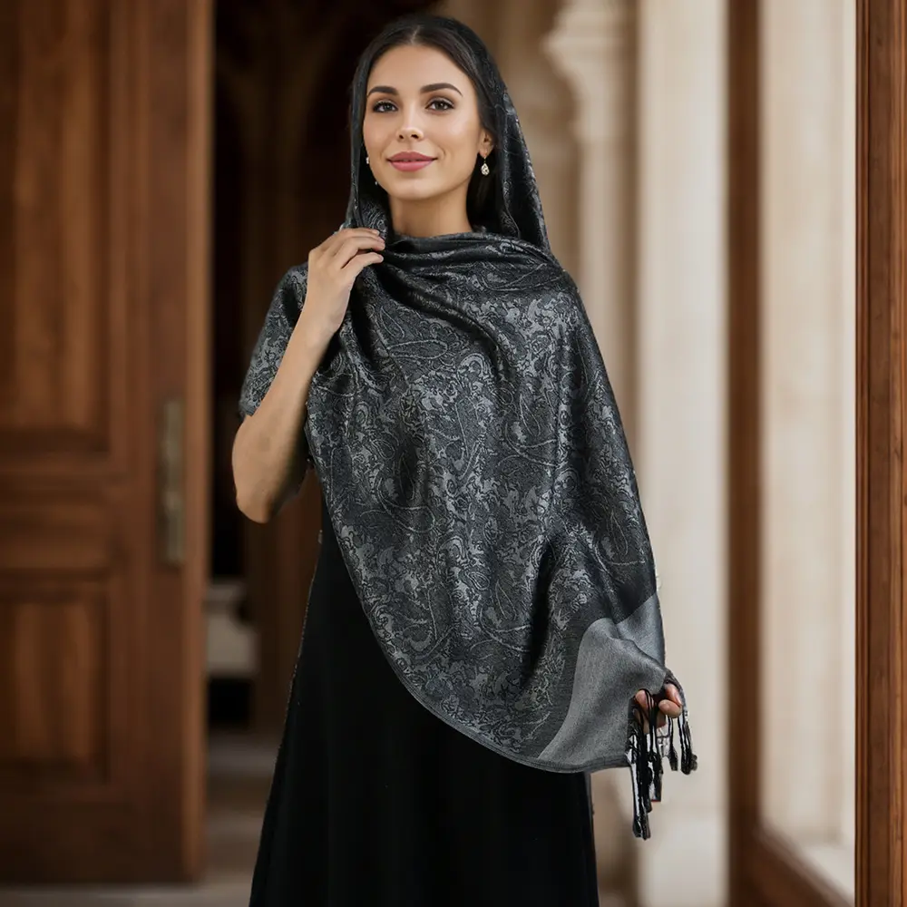 【Dual Tone Paisley】2025 New Vintage 100% Cashmere Shawl Reversible Jacquard Knit Vintage Winter Wrap Two Tone Vintage Jacquard Paisley Pashmina Shawl Wrap Scarf