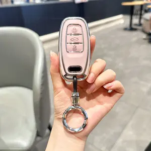 For Audi Key Fob Cover Case, Soft TPU Full Protective Key Shell Key Cover for Audi R8 Q5 Q7 S3 S4 S5 S6 S7 S8 SQ5 RS5 RS7 A4 A5 A6 A7 A8 Car Accessories Smart Keyless Entry