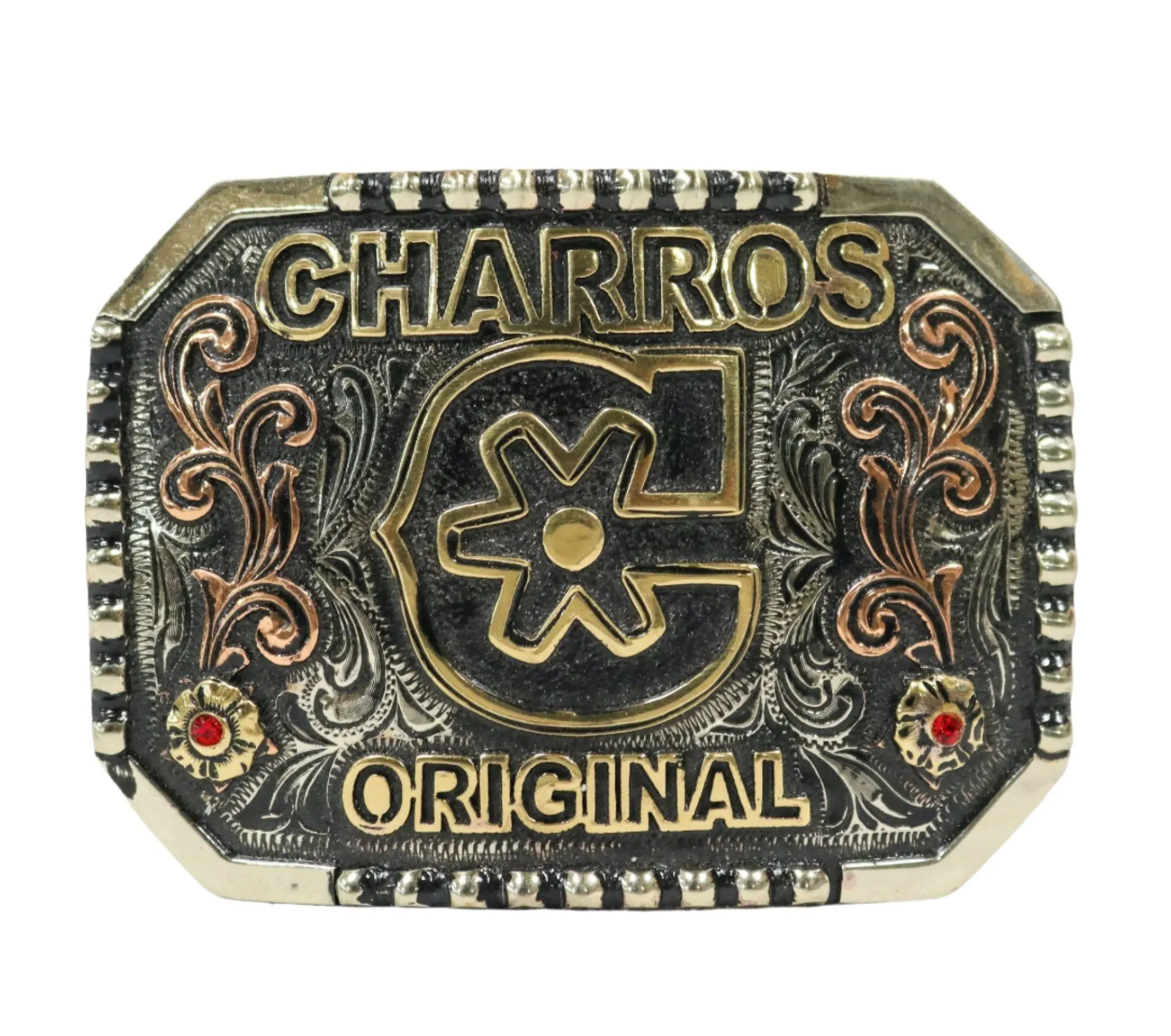 Floral Charros Original Custom Hebilla Buckle (4" x 3")