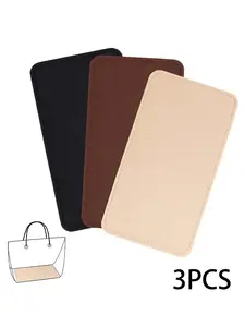 3Pcs Set Felt Bag Bottom Base Shaper, 9.06x4.88x0.31 Inch Anti-Sagging Support Board for Crochet & Knitting Bags, Strong Load-Bearing Purse Insert to Prevent Deformation, Black/Brown/Beige