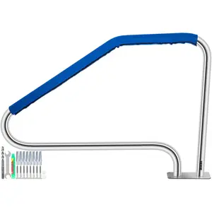 【fathersdaygift】VEVOR Pool Handrail, 49.4\" x 34\" Swimming Pool Stair Rail, 304 Stainless Steel Stair Pool Hand Rail Rated 375lbs Load Capacity, Pool Rail with Quick Mount Base Plate, and Complete Mounting Accessori