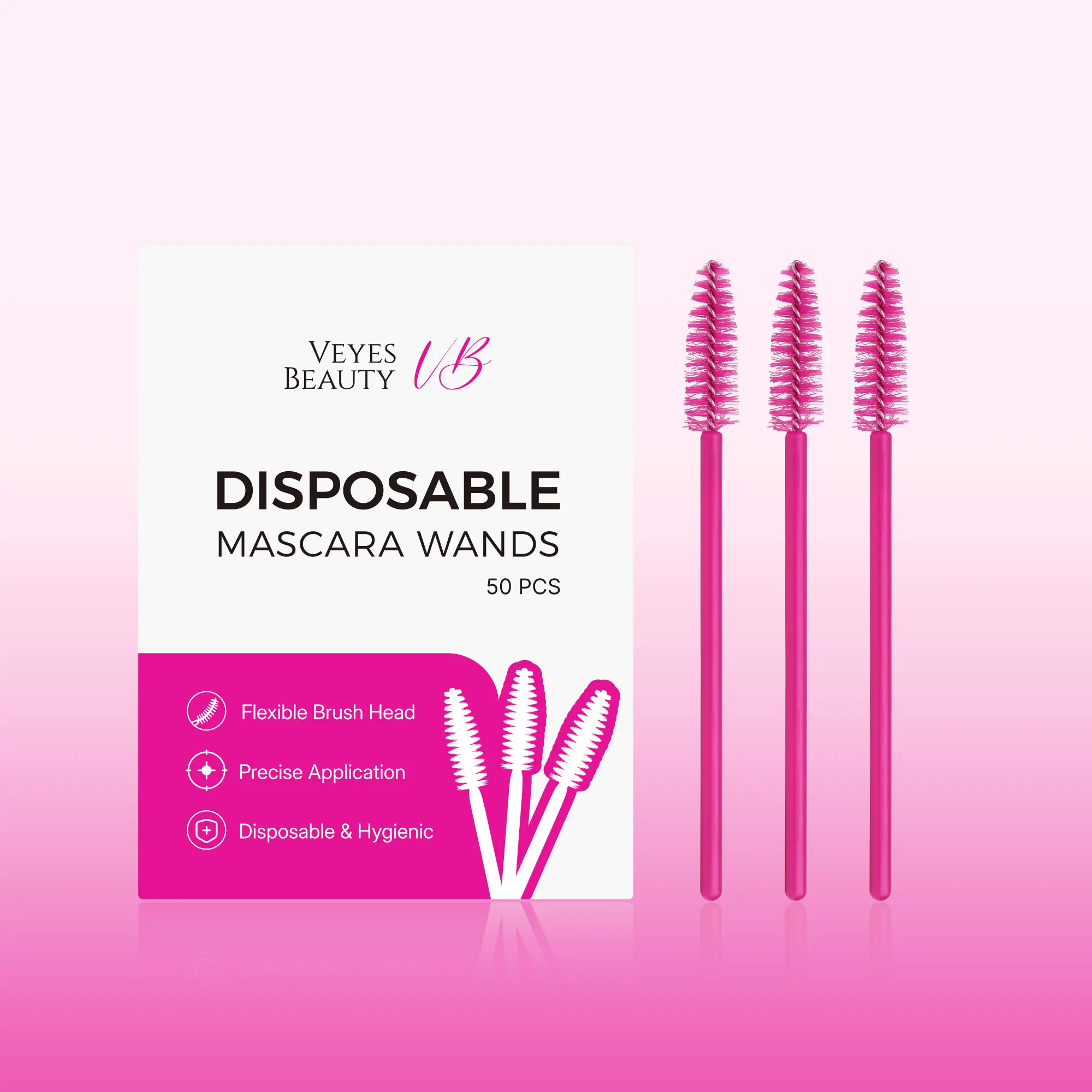 VEYESBEAUTY Disposable Mascara Wands - Cosmetics Makeup Tools, Multi-Pack (50/100/200PCS) Flexible Rods Lash-Brow Tool, Precise Apply Hygienic Safe Single-Use Applicator for Eyelash Extensions & Lash Care