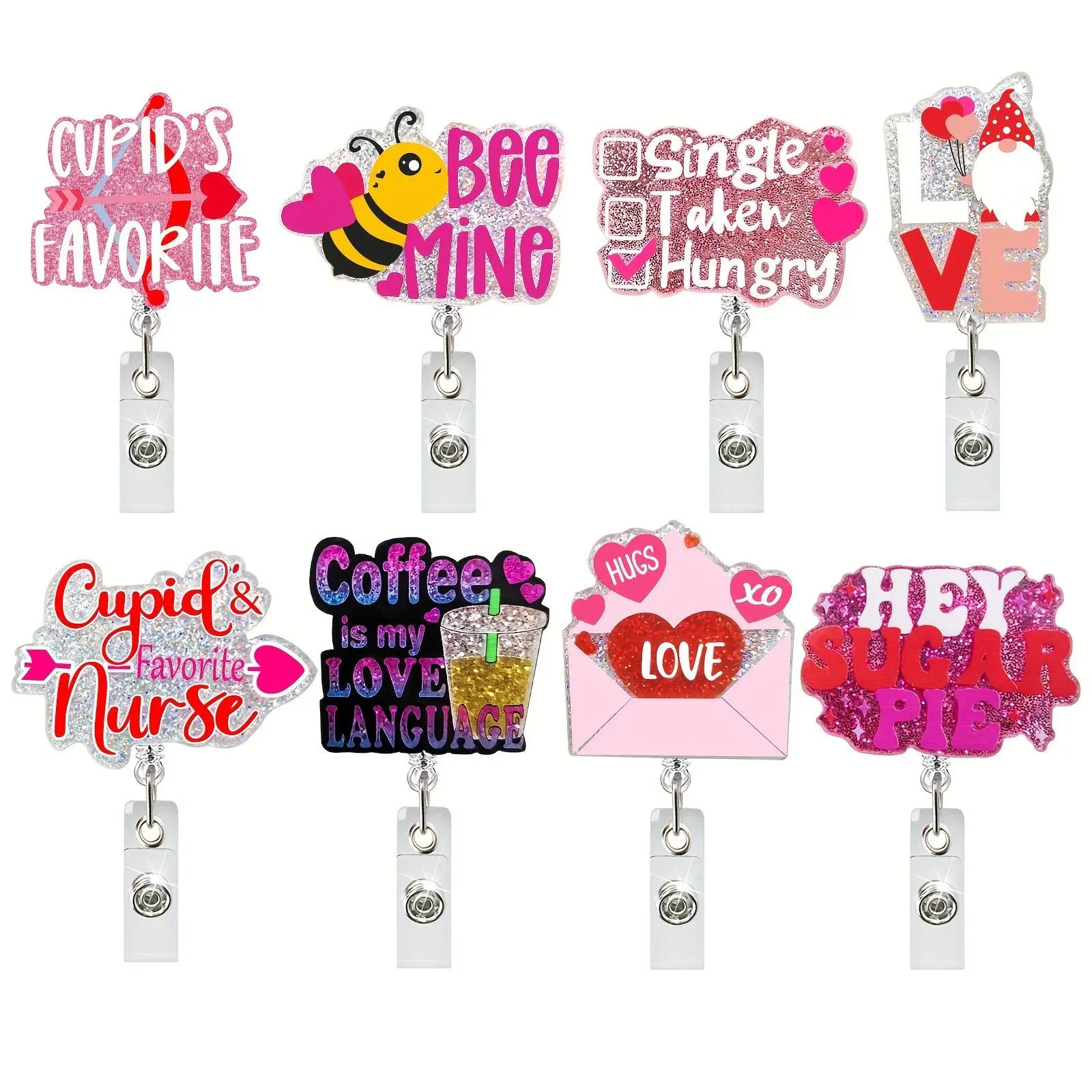 Letter Pattern Badge Holder, 1 Count Retractable Badge Reel, Identification Badges Supplies for Office, School, Hospital, Office Supplies