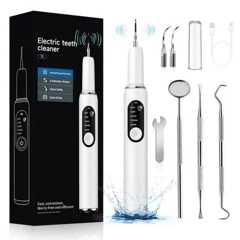 CURVY MOON New Upgrade Electric Oral Plaque Remover Teeth Cleaner Kit with Cleaning Brush, 5 Adjustable Modes, Type-C Compatibility, Powerful Dental Calculus Removal, Daily Dental Care for Youth’s Healthy Teeth and Gums