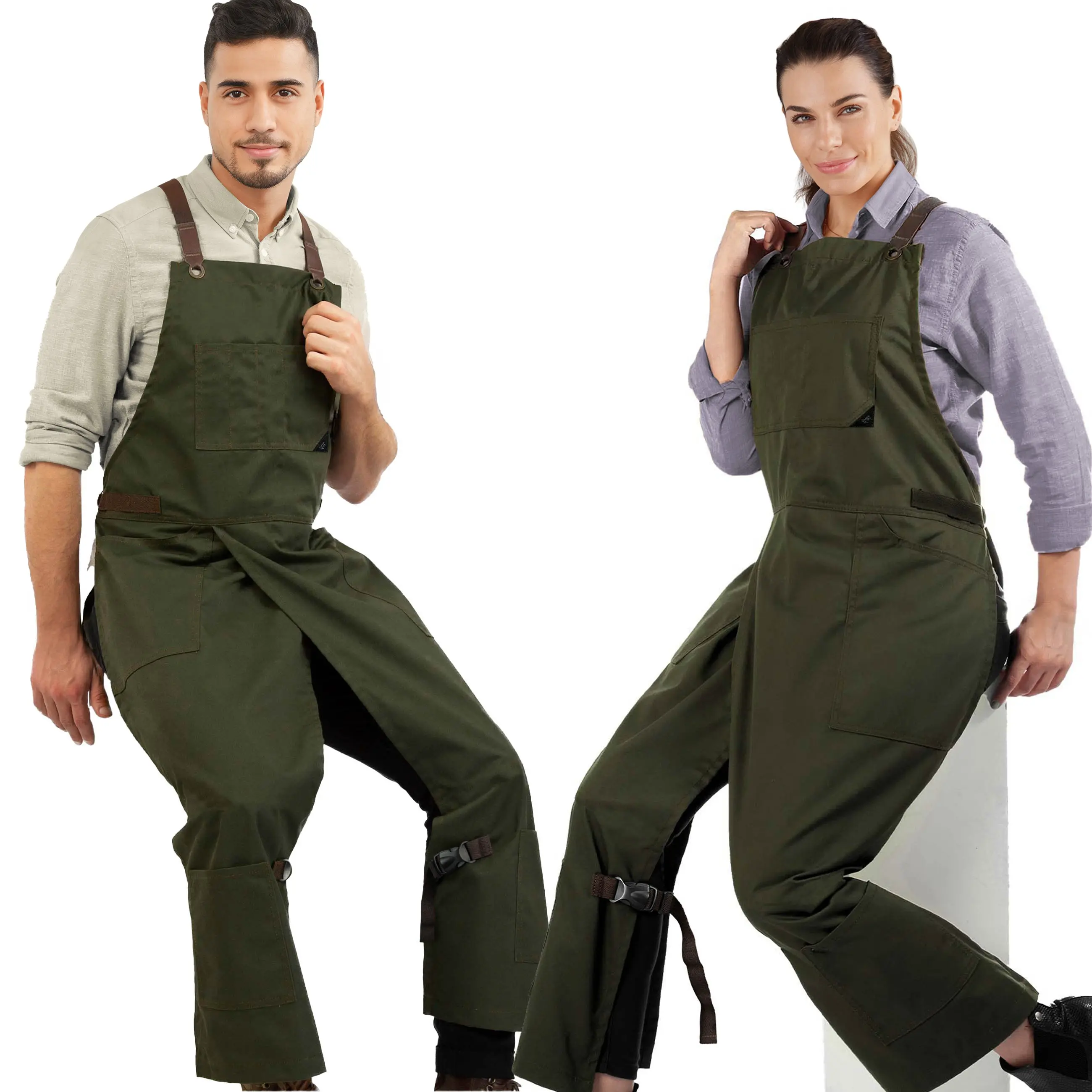 Pottery Apron – Full Split-Leg - Pro Denim & Twill – Cross-back, Leather Reinforcement - Ceramics