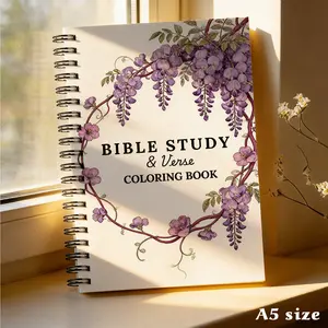 Bible Study & Verse Coloring Book – Prayer Planner Notebook, A5 Size Spiral Bound, Bible Reading Plan, Daily Prayer Record, Scripture Study & Faith Reflection | Christian Gift