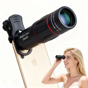 Bestselling 18×25 telephoto phone lens & monocular telescope, High-definition high-power external camera telescope ideal for concert photography, Versatile phone photography accessory, comes with lens clip, eye mask and storage bag