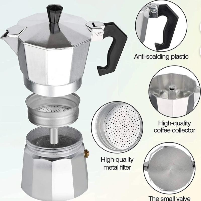 Cafetera de estufa de gas o eléctrica !!  Cafetera italiana. Cafetera de aluminio de 6 tazas.