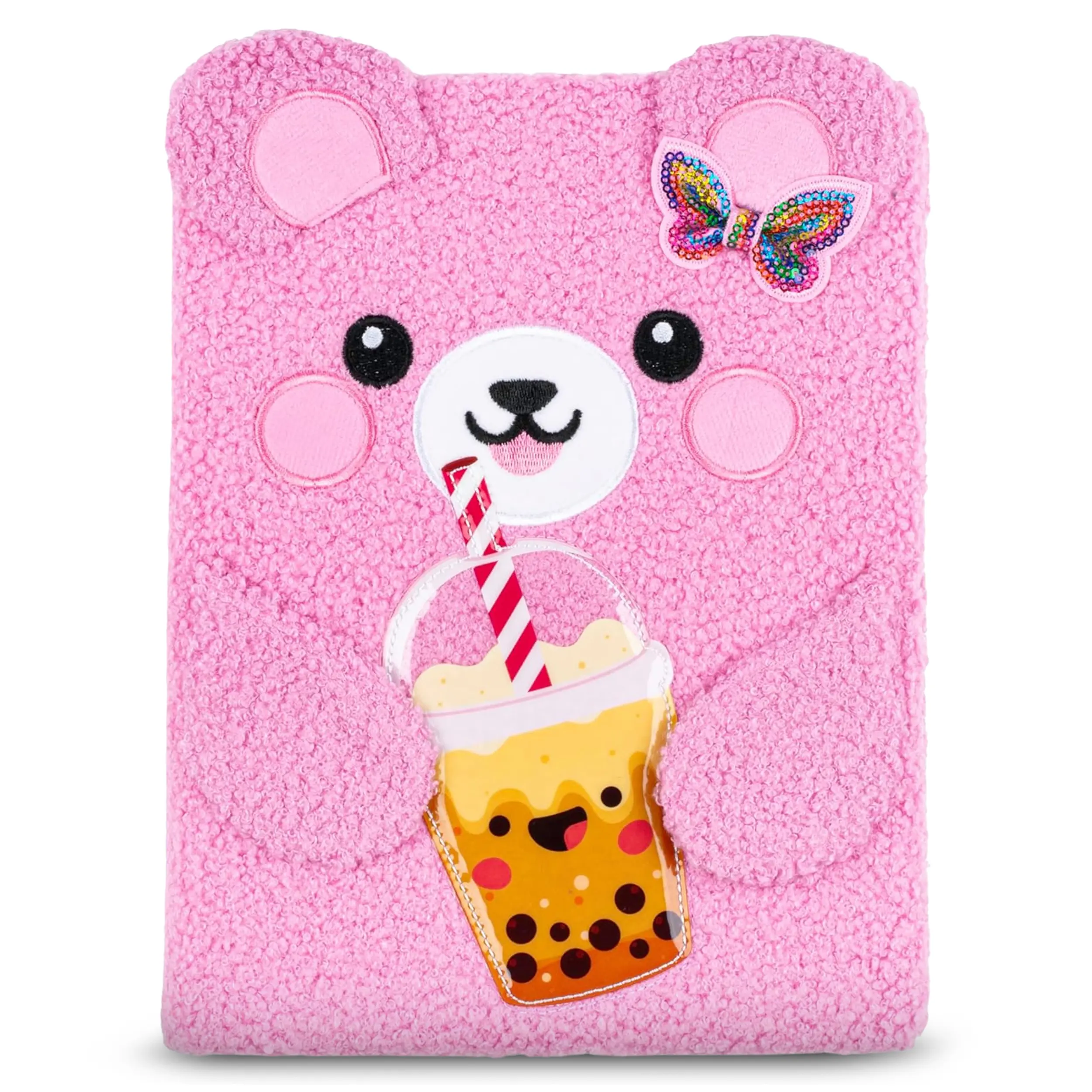 VOTUM Fuzzy Sketch Book: Personalized Artist Sketchbook: Sketching, Drawing and Creative Doodling. Notebook and Sketchbook to Draw and Journal (Pink Bear)