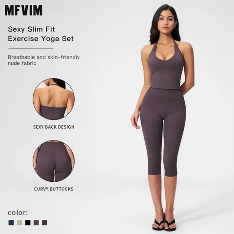MFVIM Women’s 2-Piece Workout Tank Tops Set - Shaping, Slimming Athleisure Sportswear Set, Active Outfits, Fitness Yoga Wear, Casual Commuter Essentials