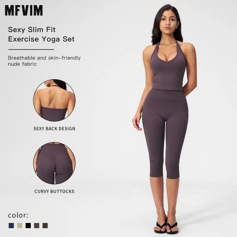 MFVIM Women’s 2-Piece Workout Tank Tops Set - Shaping, Slimming Athleisure Sportswear Set, Active Outfits, Fitness Yoga Wear, Casual Commuter Essentials