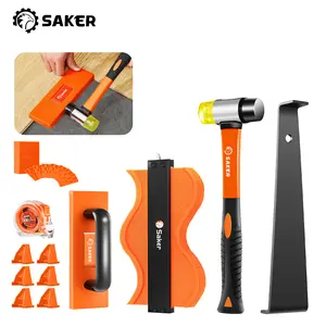 Saker Laminate Flooring Installation Tools Kit - 10-in Contour Gauge, Heavy Duty Pull Bar, Handle-Equipped Tapping Block, Rubber Mallet, Tape Measure, 40 Spacers for DIY & Pro Vinyl Plank Projects