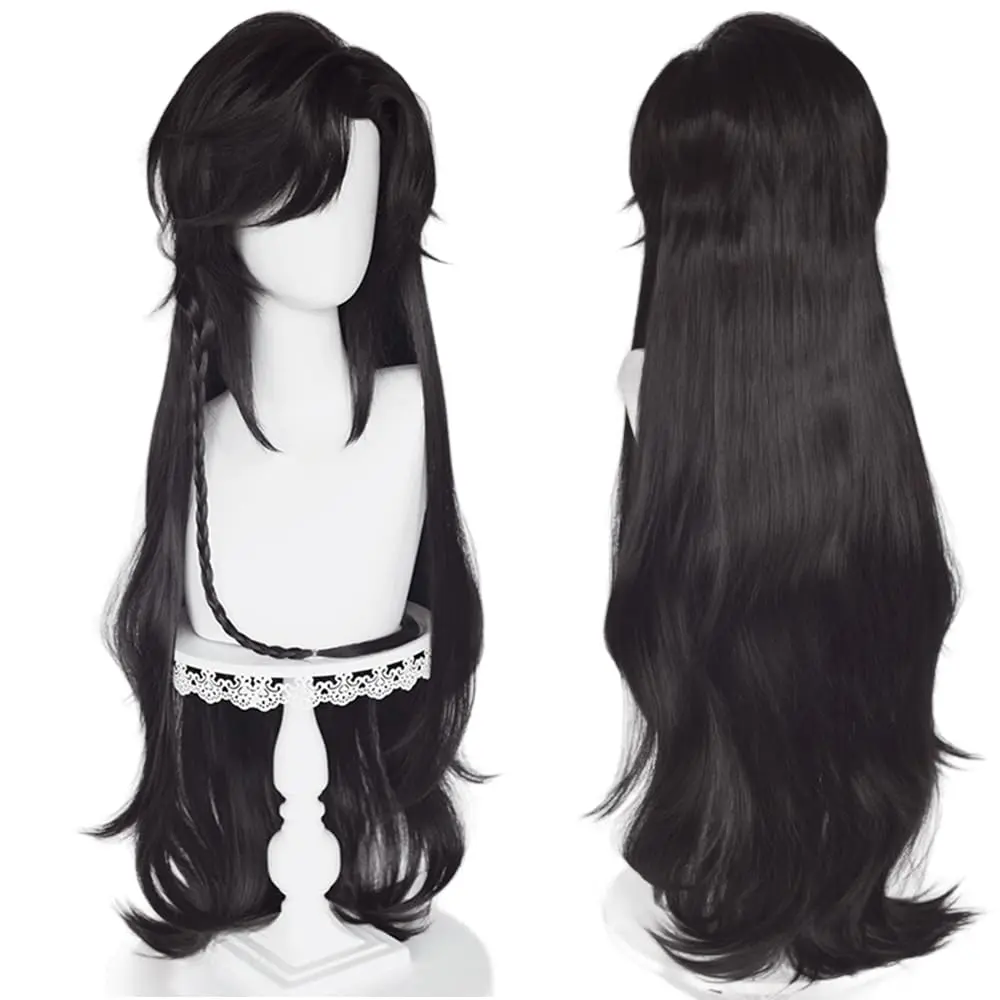 Hua Cheng San Lang Cosplay Wig Anime Black Long Wave Hair for Men Women Chinese Hanfu wig Heat-Resistant Fiber Halloween,Chirstmas,Party,Comic con