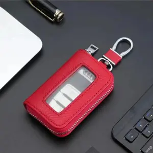 PU Leather Car Key Case, Universal Key Fob Cover with Keychain for Men & Women, Stylish Car Accessories