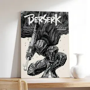 Berserk Manga Poster Art Print, Guts Griffith Anime Minimalist Artwork Wall Decor, Vintage Swordsman Aesthetic Christmas   for Anime Fan