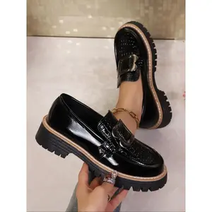 Women's Mule Shoes, Slip-On Flats with Hinge Design, Thick Sole Casual Business School Footwear, Comfortable Walking Shoes