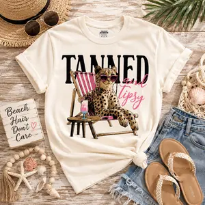 Women's Tanned-and-Tipsy Cheetah T-Shirt, Womenswear Top