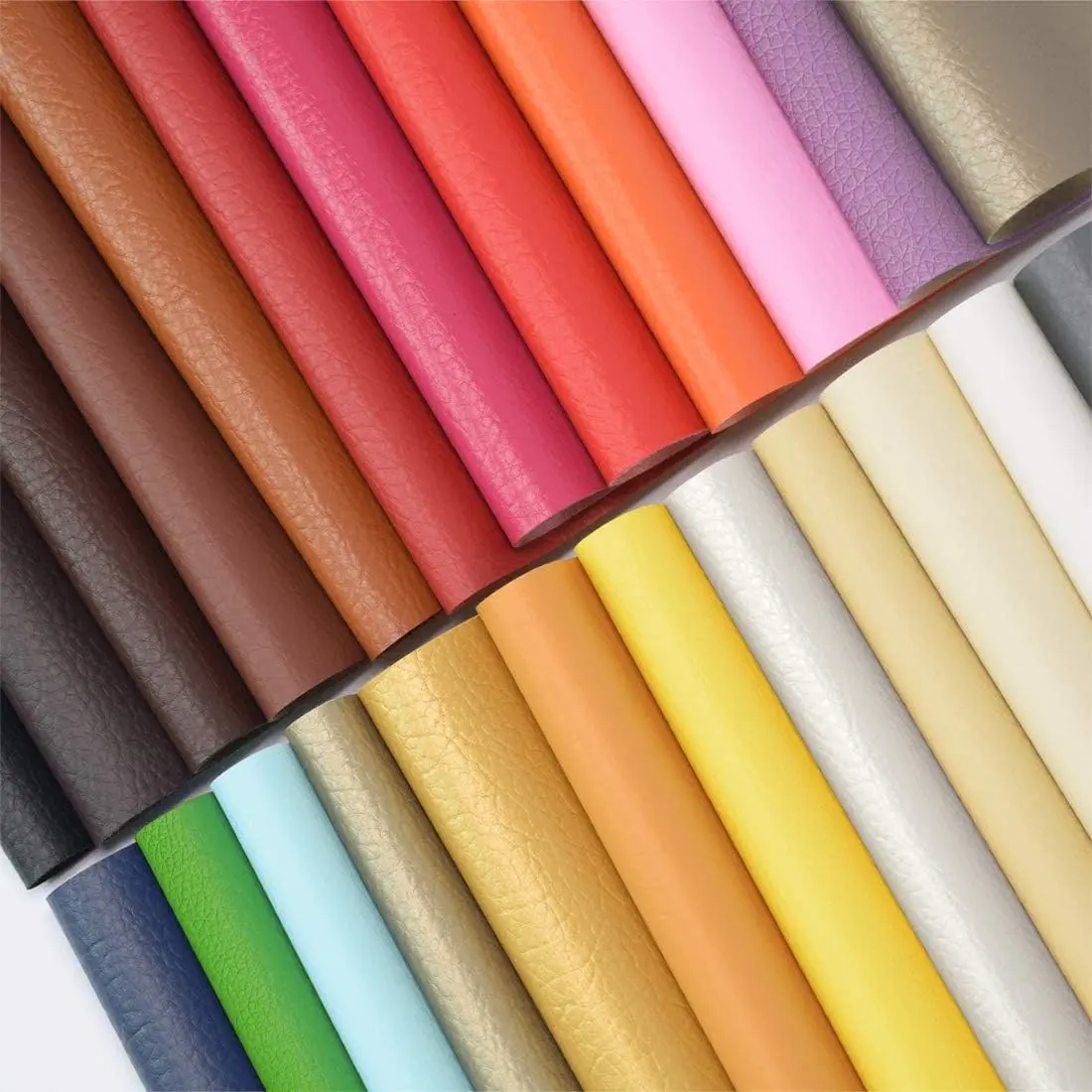 24 Pcs Precut Bright Solid Color Faux Leather Sheets - 8"x13.4"(20x34cm) Easy-Sewable Synthetic Upholstery Craft Fabric for Purse, Headband, Bows, Earring, Wallets, DIY Projects