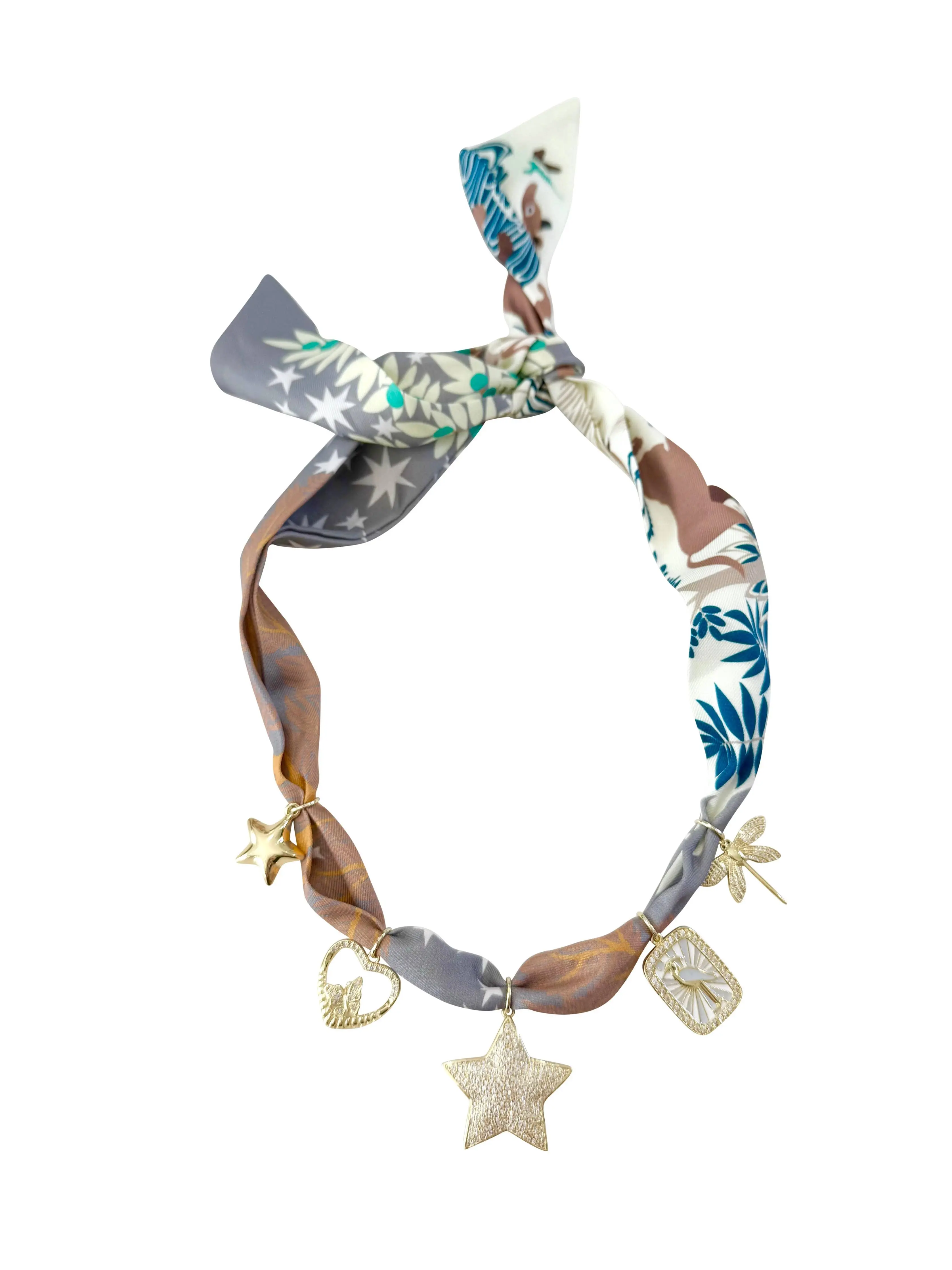Ari Multi Charm Scarf Necklace