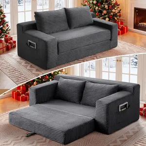 73" Convertible Sofa Bed, 2 in 1 Folding Couch Bed, Boneless Couch in a Box, Cloud Loveseat Sleeper, Fold Out Comfy Floor Futon Sofa with 2 Pillows for Living Room Bedroom, No Assembly